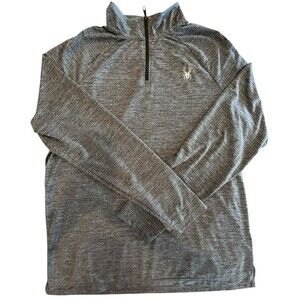 Spyder Shirt Men's Stretch Moisture Wicking Size Large Gray Zip Long Sleeve